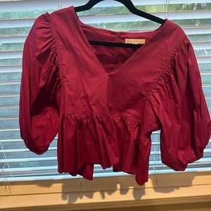Karlie Deep Red Peplum Blouse